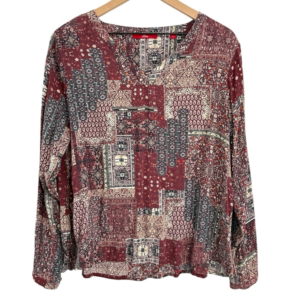 Women’s Long Sleeve Patchwork Print Top